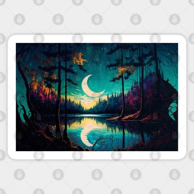 Vibrant Moon Lake Display Sticker by TheArtfulAllie